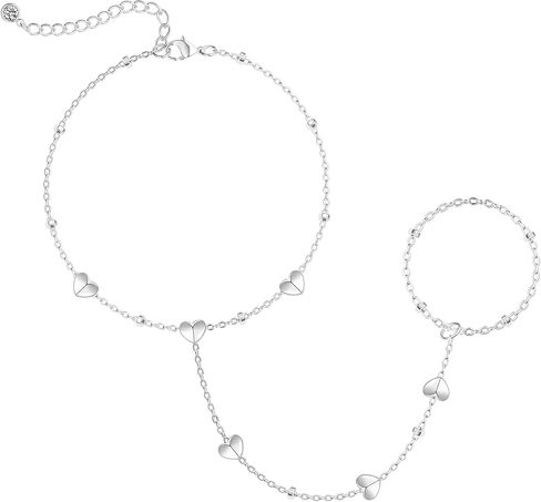 Bracelets for Women,14K Gold/Silver Plated Dainty Hand Chain Bracelets Trendy Ring Chain Bracelet Charm Gold Cuff Bangle Stackable Bracelets Fashion Body Jewelry Adjustable Waterproof Gifts for Her in Kuwait