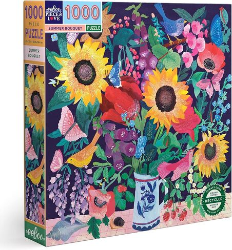eeBoo Piece & Love: Spring Bouquet - 1000 Piece Puzzle - Adult Square Jigsaw, 23x23, Includes Image Reference Insert, Glossy Pieces in Saudi Arabia