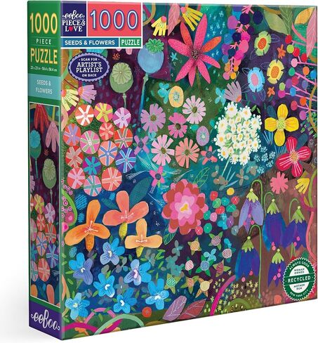 eeBoo Piece & Love: Spring Bouquet - 1000 Piece Puzzle - Adult Square Jigsaw, 23x23, Includes Image Reference Insert, Glossy Pieces in Saudi Arabia