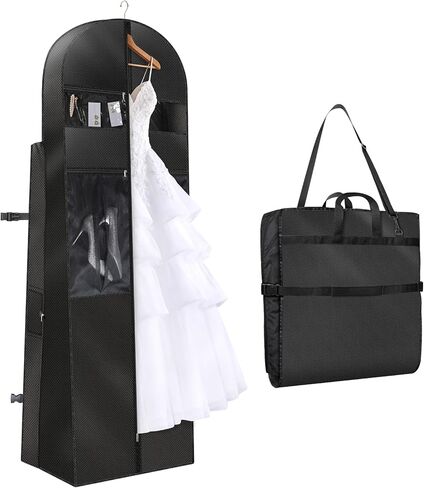 KEEGH Wedding Dress Garment Bag, 72" Tri-fold Bridal Dress Bags for Gowns, With Accessory Pockets and Adjustable Buckle Dress Cover for Wedding/Prom/Travel/Closet Storage (Beige) in Kuwait