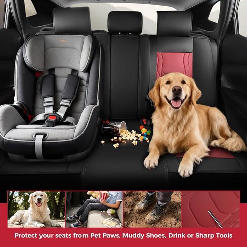 FREESOO Car Seat Covers Full Set - Faux Leather Black and Green Automotive Seat Protector Waterproof Universal for Most 5 Seat Car Sedan SUV Pick-Up Truck in Kuwait