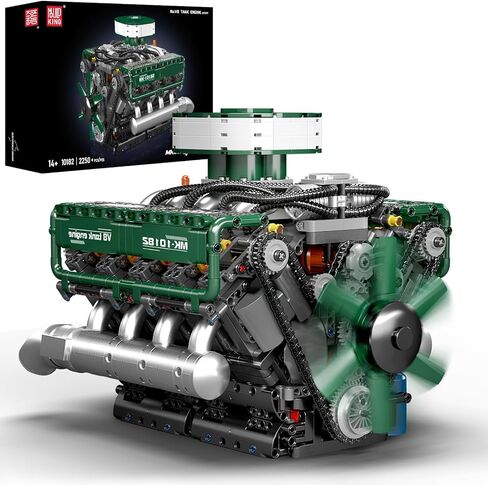 MOLD KING 10182 V8 Model Model Kit - قم ببناء لبنة محرك خزان V8 الخاصة بك مع صندوق بطارية ، ألعاب طراز محرك الاحتراق القابلة للتجميع 8 أسطوانات للأطفال/البالغين 14+سنوات (2250+PCS) in Kuwait
