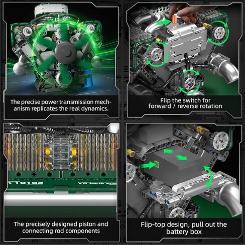 MOLD KING 10182 V8 Model Model Kit - قم ببناء لبنة محرك خزان V8 الخاصة بك مع صندوق بطارية ، ألعاب طراز محرك الاحتراق القابلة للتجميع 8 أسطوانات للأطفال/البالغين 14+سنوات (2250+PCS) in Kuwait