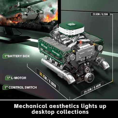 MOLD KING 10182 V8 Model Model Kit - قم ببناء لبنة محرك خزان V8 الخاصة بك مع صندوق بطارية ، ألعاب طراز محرك الاحتراق القابلة للتجميع 8 أسطوانات للأطفال/البالغين 14+سنوات (2250+PCS) in Kuwait