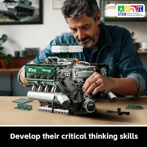 MOLD KING 10182 V8 Model Model Kit - قم ببناء لبنة محرك خزان V8 الخاصة بك مع صندوق بطارية ، ألعاب طراز محرك الاحتراق القابلة للتجميع 8 أسطوانات للأطفال/البالغين 14+سنوات (2250+PCS) in Kuwait