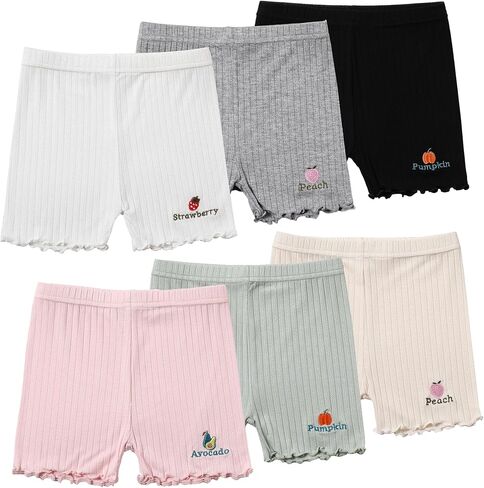 6 Pack Girls Bike Shorts Girl Spandex Breathable Under Dress Shorts for Dance Cartwheel Active Wear in Kuwait