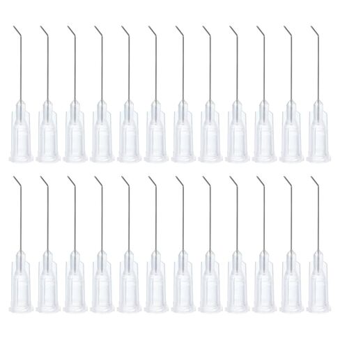 PATIKIL 16Ga x 1 Inch Dispensing Needle Tips, 36Pcs Stainless Steel 45 Degrees Pre Bent Glue Needle Tube Blunt Tips with Luer Lock for Glue Oil Applicator, Grey in Kuwait