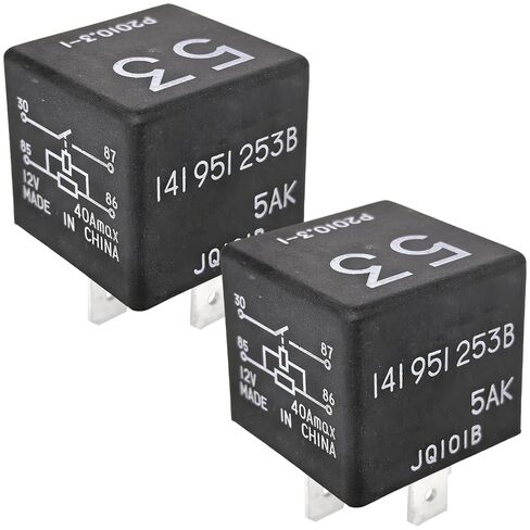 141951253B 53 Relay - 12V 30A/40A 4 -Pin SPST Control Control Relay متوافق مع Volkswagen Golf/Passat و Audi A3/A4/Q5 والمزيد - للمشجعين والمصباح الأمامي ، والتهوية الوزراء. in Kuwait