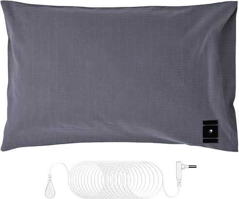 2PCS Grounding Pillowcase with Grounding Cord, Contains 5% Silver Fibers, Cotton Grounding Pillowcase, Improve Sleep, Relieve Pain (20x30IN, White) in Saudi Arabia