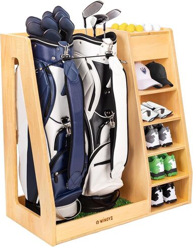 منظم جراج تخزين حقائب الجولف، حامل حامل حامل حقائب جولف خشبي فاخر، منظم صندوق الجولف للجراج، النادي، السقيفة، الطابق السفلي in Kuwait