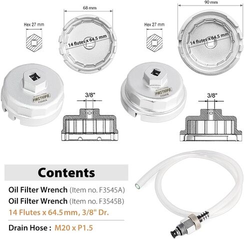 FirstInfo F3545TN 64.5mm × 14 مزامير مفصلي مفصلي مفتاح التفتيش + محرك مجموعة من خرطوم استنزاف الزيت لتويوتا و لكزس in Kuwait