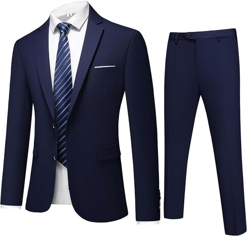 MOGU Men's 2 Piece Suit Solid Color Formal Dress Suits Slim Fit Tuxedo Set Jacket Pants with Tie in Kuwait