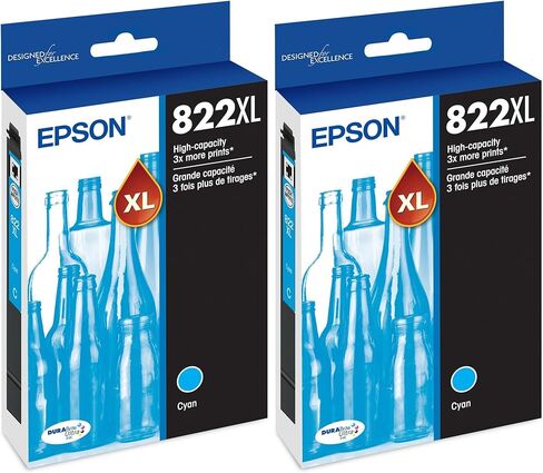 خرطوشة الحبر السماوي EPSON 822 DURABrite Ultra ذات سعة عالية (T822XL220-S) تعمل مع WorkForce Pro WF-3820، WF-3823، WF-4820، WF-4830، WF-4833، WF-4834 in Kuwait