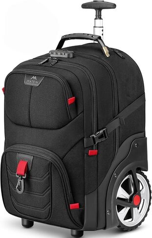 MATEIN Rolling Bag with Wheels, 17 Inch Extra Large Laptop Roller Backpack for Adults with Anti Theft Lock & USB Charging Port, Water Resistant Wheeled Bag Carry On Luggage for Teacher Work Travel Men in Kuwait