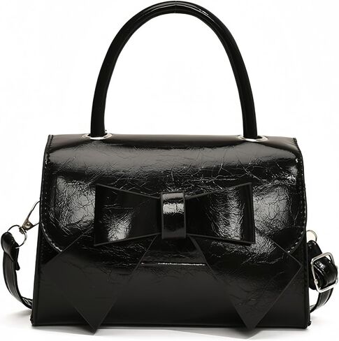 Mini Top Handle PU Flap Bag for Women - Elegant Bow Decor, Lightweight & Stylish Handbag in Kuwait