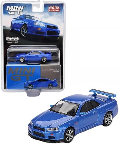 Diecast Model Car Compatible with Mini GT 1:64 Nissan Skyline GT-R (R34) V-Spec Active Red Limited Edition MGT00796 in Saudi Arabia