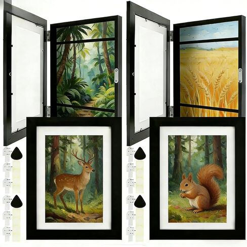 2Pcs Kids Art Frames 8.5x11 inch Front Opening Kids Artwork Display Frame Changeable Kids Artwork Frame Holds 50-100 Works of Art for Kids Drawings Children Art Projects,Black in Kuwait