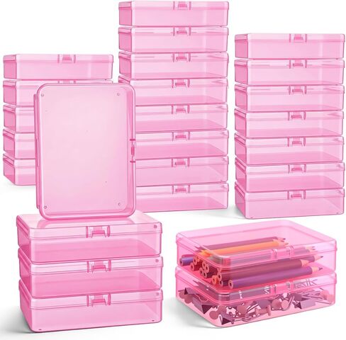 25 PCS مربع تلوين بلاستيكي مع غطاء 4.53 × 3.35 × 1.1 بوصة صافٍ صافي حامل تخزين صغير قابلة للتكديس قابلة للتكديس حاوية الحاوية الحاوية للفنون الفنية. in Kuwait