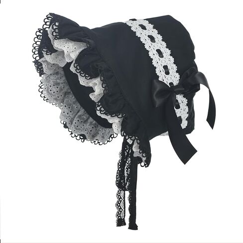 BPURBER VICTORIAN LACE BONNET HAT Colonial Pioneer Hat for Halloween Assume in Saudi Arabia