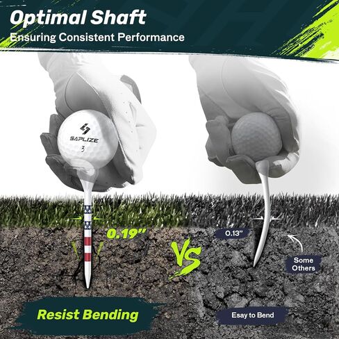 تي شيرتات جولف بلاستيكية مطورة من SAPLIZE، عبوة من 50 قطعة (3-1/4 بوصة)، مصممة لتقليل الاحتكاك والدوران الجانبي، أسود in Kuwait