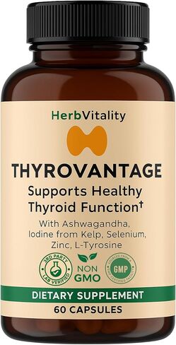 Thyroid Support Supplement with Iodine, Kelp, Ashwagandha, Selenium & Zinc – Supports Energy, Metabolism & Thyroid Health – L-Tyrosine, Schisandra & Bladderwrack – 60 Capsules in Kuwait