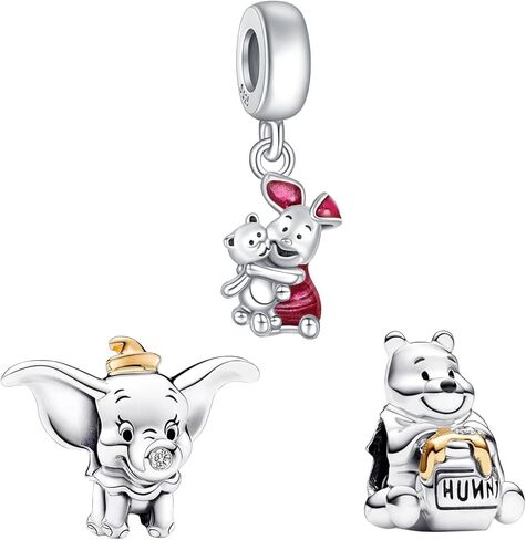 925 Sterling Silver Charms Hat Castle Train Pendant Beaded Set for Bracelet Necklace Charm Dangle for Women Birthday Gifts 3-Piece/Package in Kuwait