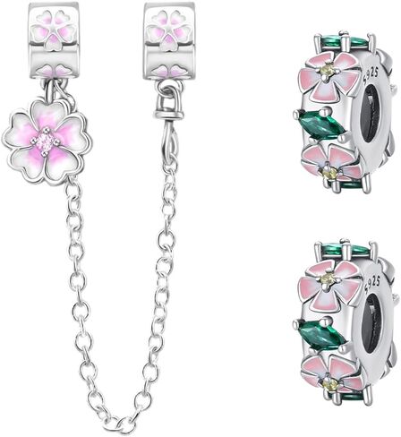 925 Sterling Silver Charms Hat Castle Train Pendant Beaded Set for Bracelet Necklace Charm Dangle for Women Birthday Gifts 3-Piece/Package in Kuwait