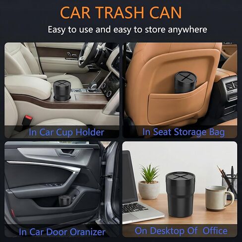 تلبس سلة المهملات في سيارة Fiotok مع الغطاء ، وقمامة السيارات المصغرة المصغرة ، حامل القمامة مركبة ، حامل كوب في وحدة التحكم أو الباب لسيارة السيارات ، والمنزل ، والمطبخ ، وغرفة الطعام 2 عبوات in Kuwait
