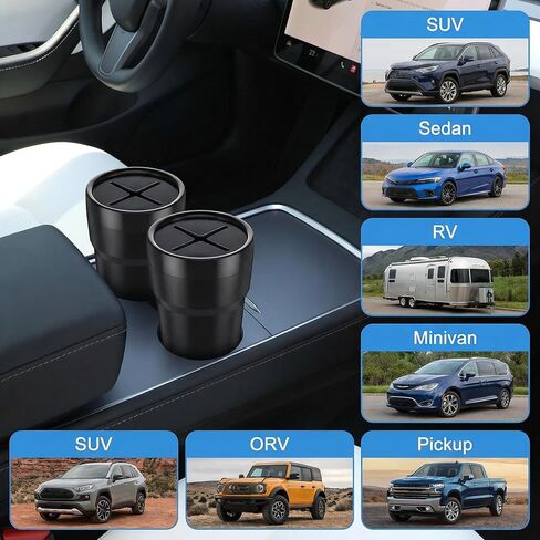 تلبس سلة المهملات في سيارة Fiotok مع الغطاء ، وقمامة السيارات المصغرة المصغرة ، حامل القمامة مركبة ، حامل كوب في وحدة التحكم أو الباب لسيارة السيارات ، والمنزل ، والمطبخ ، وغرفة الطعام 2 عبوات in Kuwait