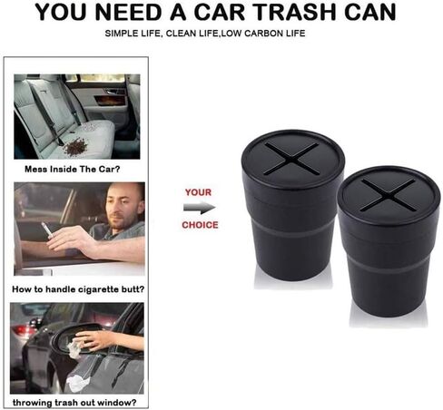 تلبس سلة المهملات في سيارة Fiotok مع الغطاء ، وقمامة السيارات المصغرة المصغرة ، حامل القمامة مركبة ، حامل كوب في وحدة التحكم أو الباب لسيارة السيارات ، والمنزل ، والمطبخ ، وغرفة الطعام 2 عبوات in Kuwait