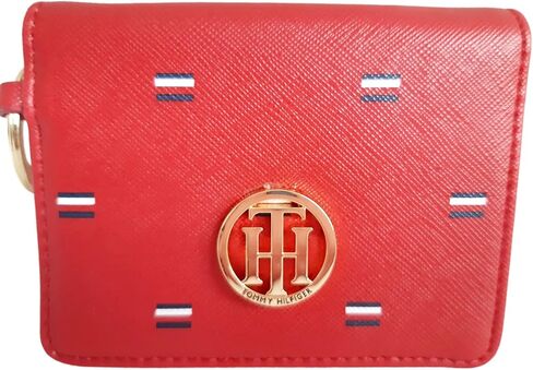 Tommy Hilfiger Women's Genuine Leather Wallet Card Holder Key Ring Gold Logo, Pink, Standard, Classic in Saudi Arabia