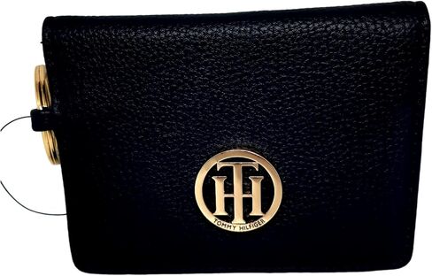 Tommy Hilfiger Women's Genuine Leather Wallet Card Holder Key Ring Gold Logo, Pink, Standard, Classic in Saudi Arabia