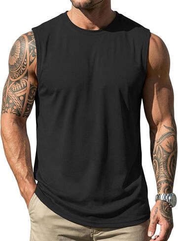 MAGCOMSEN Men's UPF 50+ Tank Top Workout Sleeveless Muscle Shirts Lightweight Casual Cooling Sleeveless Shirt for Gym Beach in Kuwait