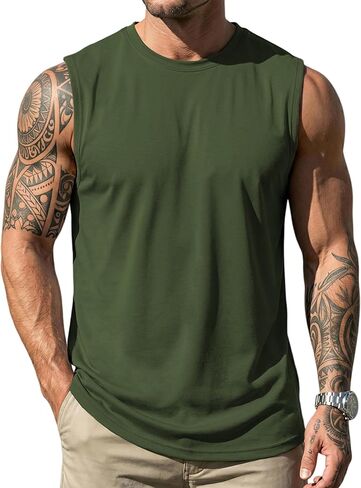 MAGCOMSEN Men's UPF 50+ Tank Top Workout Sleeveless Muscle Shirts Lightweight Casual Cooling Sleeveless Shirt for Gym Beach in Kuwait