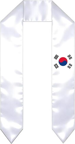 Senegal Flag Graduation Stole Satin Stole Scarf for Study Aboard International Students 72" Length in Kuwait