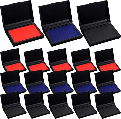 Janlaugh 9 Pack Colors Stamp Pads 4 x 3 Inch Quality Felt Pad Finger Print Ink Pad Black Red Blue Stamp Ink Pad for Rubber Stamp Paper Scrapbooking Wood Fabric in Saudi Arabia