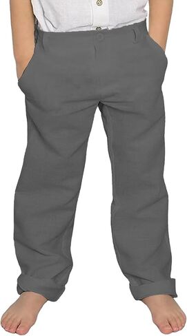 Boys Linen Dress Pants for Toddler Boy School Uniform Pants Adjustable Waist in Saudi Arabia