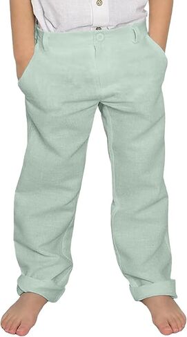 Boys Linen Dress Pants for Toddler Boy School Uniform Pants Adjustable Waist in Saudi Arabia