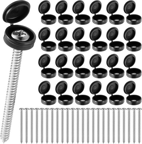 Zhengmy 48 Set 3 Inch Shutter Screws and Caps Shutter Screws with Caps for Windows Outside Shutter Caps for Shutter Railings Furniture (Black) in Kuwait