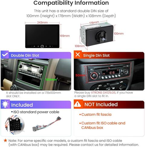 اكسترونز ستيريو سيارة عالمي مزدوج دين، اندرويد 12 ثماني النواة 8GB+128GB، شاشة لمس QLED IPS قابلة للدوران 10.1 انش، نظام تحديد المواقع العالمي للسيارة، وحدة راس بلوتوث دي اس بي، تشغيل اندرويد اوتو 4G in Kuwait