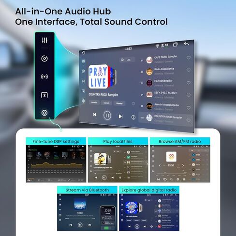 اكسترونز ستيريو سيارة عالمي مزدوج دين، اندرويد 12 ثماني النواة 8GB+128GB، شاشة لمس QLED IPS قابلة للدوران 10.1 انش، نظام تحديد المواقع العالمي للسيارة، وحدة راس بلوتوث دي اس بي، تشغيل اندرويد اوتو 4G in Kuwait