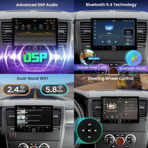 اكسترونز ستيريو سيارة عالمي مزدوج دين، اندرويد 12 ثماني النواة 8GB+128GB، شاشة لمس QLED IPS قابلة للدوران 10.1 انش، نظام تحديد المواقع العالمي للسيارة، وحدة راس بلوتوث دي اس بي، تشغيل اندرويد اوتو 4G in Kuwait