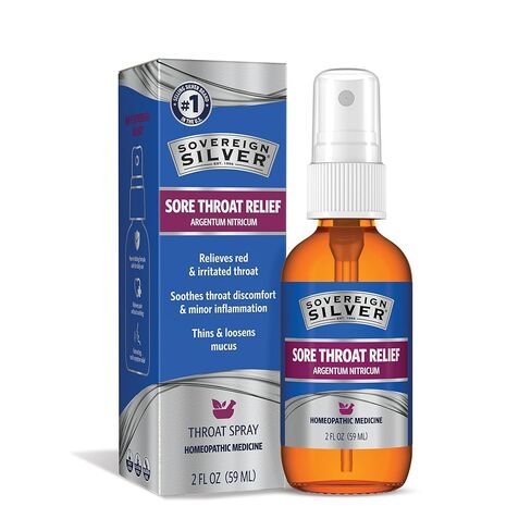 Sovereign Silver Multi-Symptom Sore Throat Relief Homeopathic Spray - Relieves Red, Irritated, Minor Inflamed Throat – Non-Numbing & Flavorless - 1 fl oz in Kuwait