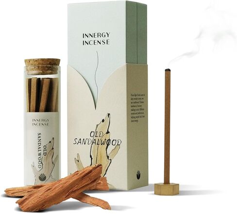 Pure Sandalwood Square Incense Sticks – Relaxing & Meditative, 100% Natural, Luxury Aromatherapy Gift in Glass Tube with Copper Holder in Kuwait