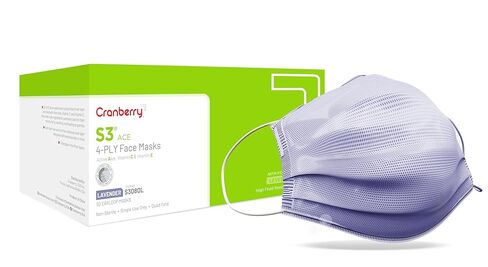 S3080L Cranberry Series S3080 Ace Earloop Face Mask, Lavender (Pack of 50) in Kuwait