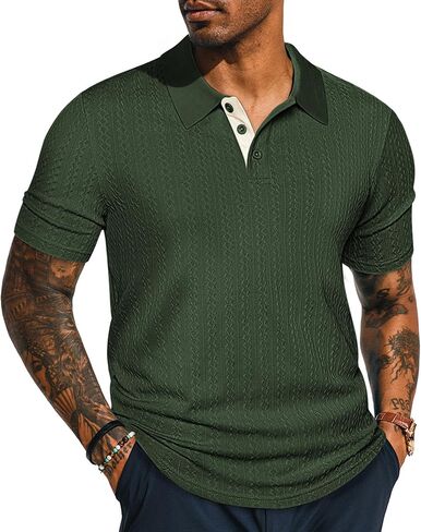 PJ PAUL JONES Mens Polo Shirts Short Sleeve Textured Polo T Shirt Summer Casual Knitted Golf Shirt in Saudi Arabia