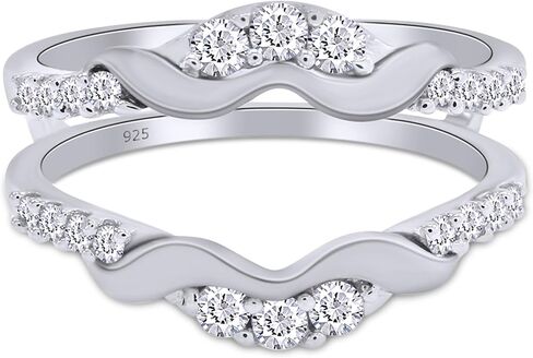 SAVEARTH DIAMONDS 1/3 ct. t.w Round Cut Lab Created Moissanite Diamond Chevron Enhancer Guard Ring In 14K Gold Over Sterling Silver Jewelry For Women (G-H Color, 0.33 Cttw) in Saudi Arabia
