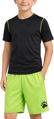Black Bear Boys' Active Shorts Set - 2 Piece Performance T-Shirt and Athletic Shorts for Sports and Casual Wear (Sizes: 8-18) in Kuwait