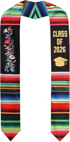 Mexican Graduation Sash Vibrant Print Mexican Flag Stole for Grads Mexican American Sash Class of 2025 in Saudi Arabia