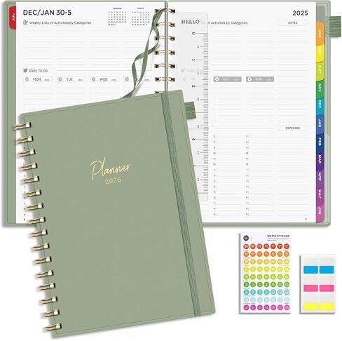 Emshoi 2025 Planner كل ساعة يوميًا وشهريًا ، A4 (8.5x11) ، منظم تقويم موعد من 3 مستويات للنساء ، مع علامات تبويب شهرية ، صفحات الملاحظات ، الأسود in Kuwait